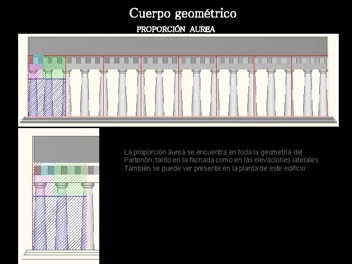 Cuerpo geométrico PROPORCIÓN AUREA La proporción áurea se encuentra en toda la geometría del