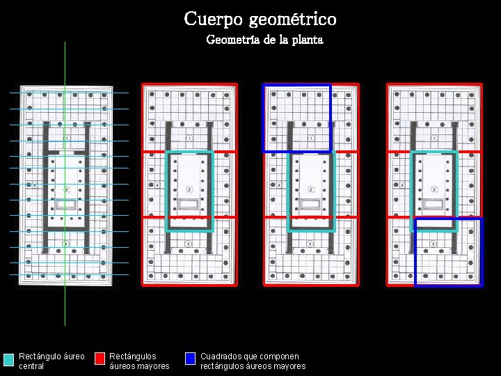 Cuerpo geométrico Geometría de la planta Rectángulo áureo central Rectángulos áureos mayores Cuadrados que