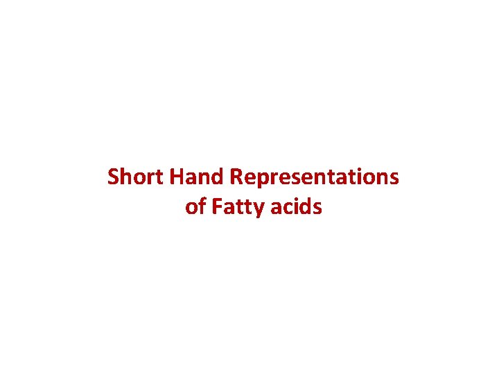 Short Hand Representations of Fatty acids 