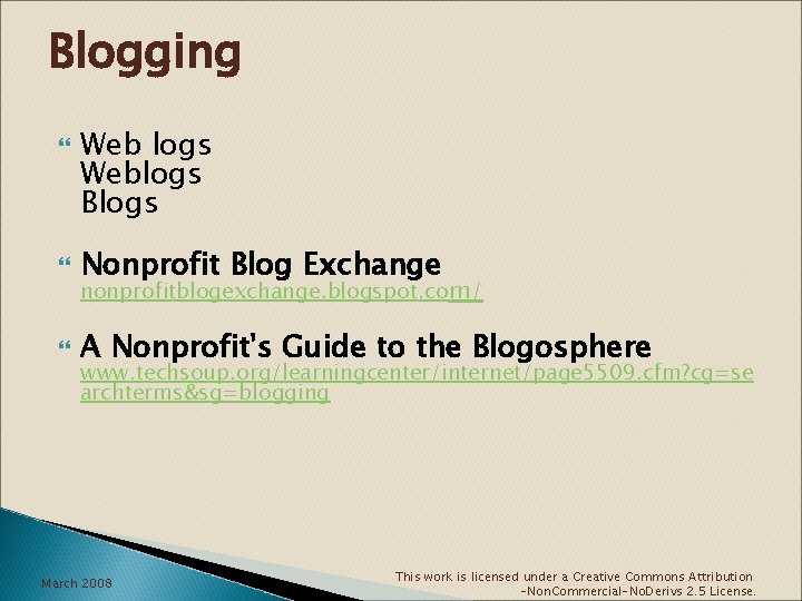 Blogging Web logs Weblogs Blogs Nonprofit Blog Exchange A Nonprofit's Guide to the Blogosphere