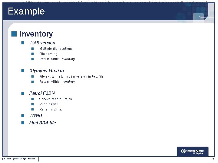 1. Altiris architecture upgrade; separating NS servers into each data center to serve each