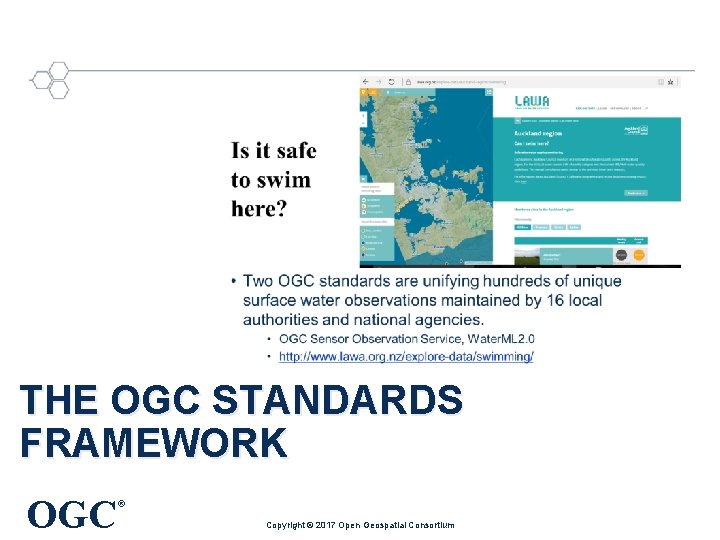 THE OGC STANDARDS FRAMEWORK OGC ® Copyright © 2017 Open Geospatial Consortium 