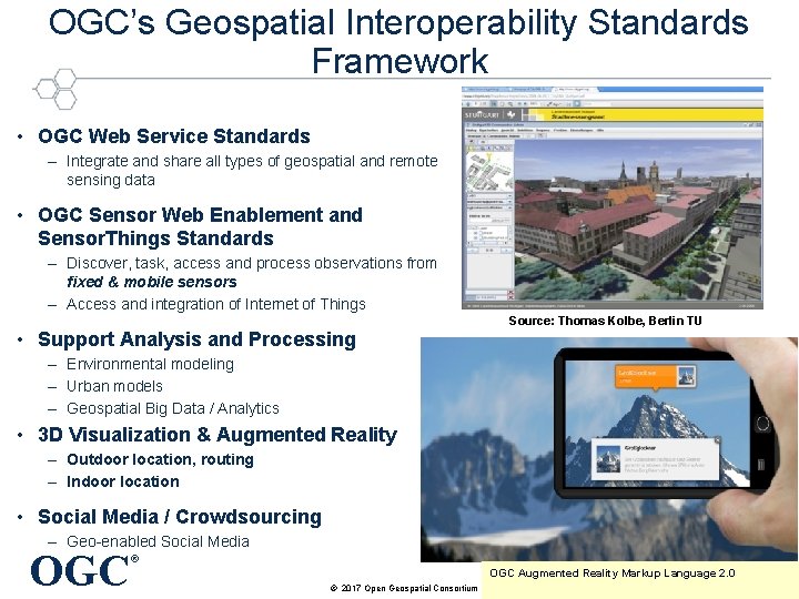 OGC’s Geospatial Interoperability Standards Framework OGC Web Services • OGC Web Service Standards Web