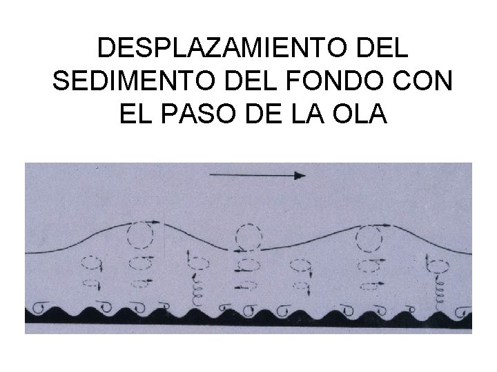 DESPLAZAMIENTO DEL SEDIMENTO DEL FONDO CON EL PASO DE LA OLA 