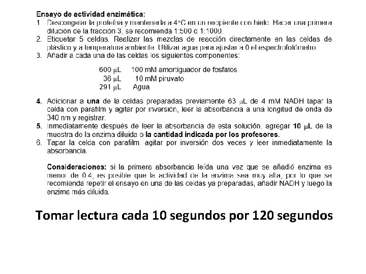 Tomar lectura cada 10 segundos por 120 segundos 