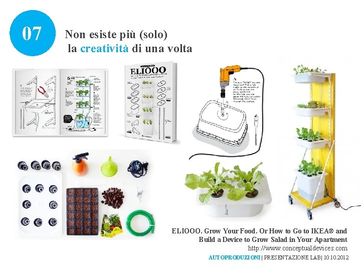 07 Non esiste più (solo) la creatività di una volta ELIOOO. Grow Your Food.
