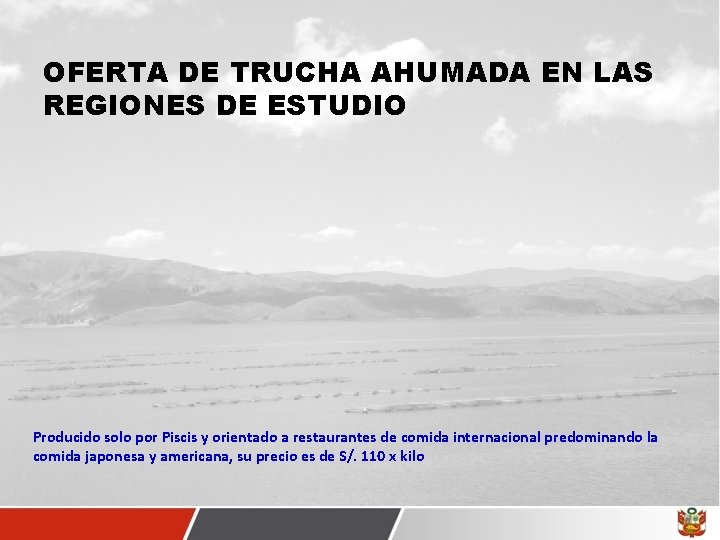 OFERTA DE TRUCHA AHUMADA EN LAS REGIONES DE ESTUDIO Producido solo por Piscis y