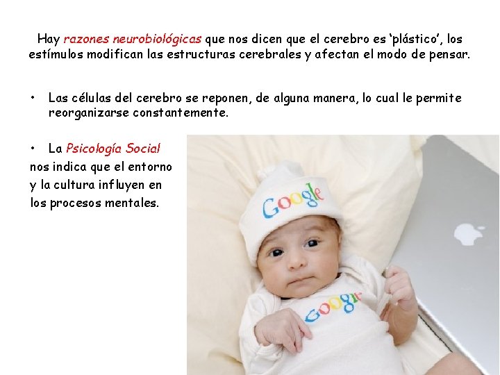 Hay razones neurobiológicas que nos dicen que el cerebro es ‘plástico’, los estímulos modifican