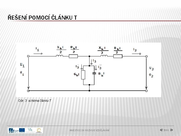 ŘEŠENÍ POMOCÍ ČLÁNKU T Obr. 3 schéma článku T INVESTICE DO ROZVOJE VZDĚLÁVÁNÍ 7/11