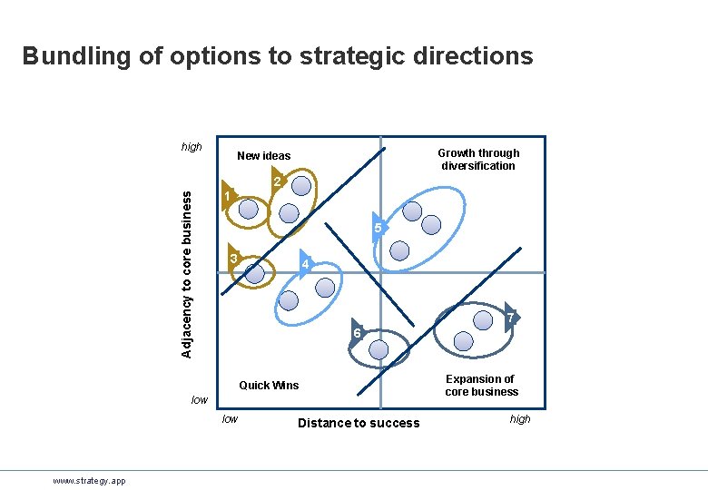 Bundling of options to strategic directions high Growth through diversification New ideas Adjacency to