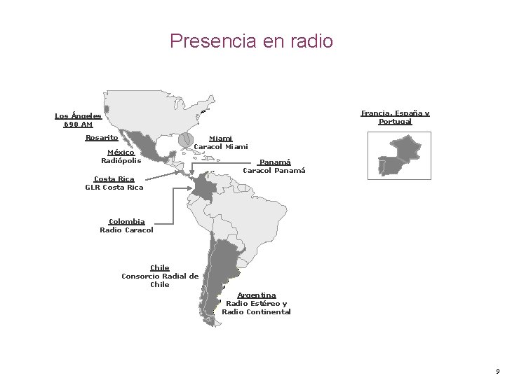 Presencia en radio Francia, España y Portugal Los Ángeles 690 AM Rosarito México Radiópolis