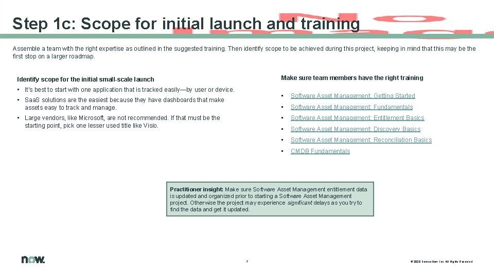 Step 1 c: Scope for initial launch and training Assemble a team with the