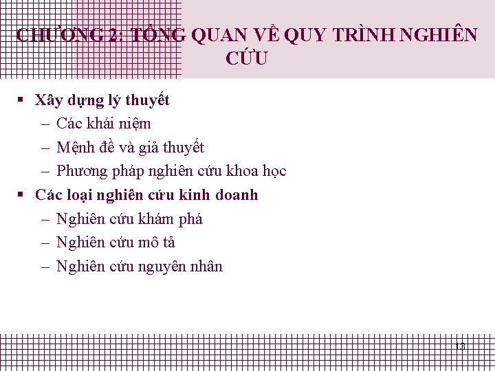 CHƯƠNG 2: TỔNG QUAN VỀ QUY TRÌNH NGHIÊN CỨU § Xây dựng lý thuyết CHƯƠNG 2: TỔNG QUAN VỀ QUY TRÌNH NGHIÊN CỨU § Xây dựng lý thuyết