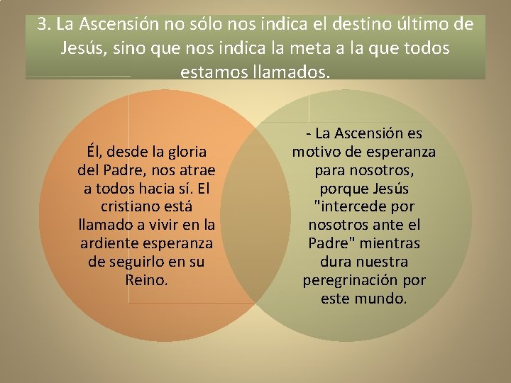 3. La Ascensión no sólo nos indica el destino último de Jesús, sino que