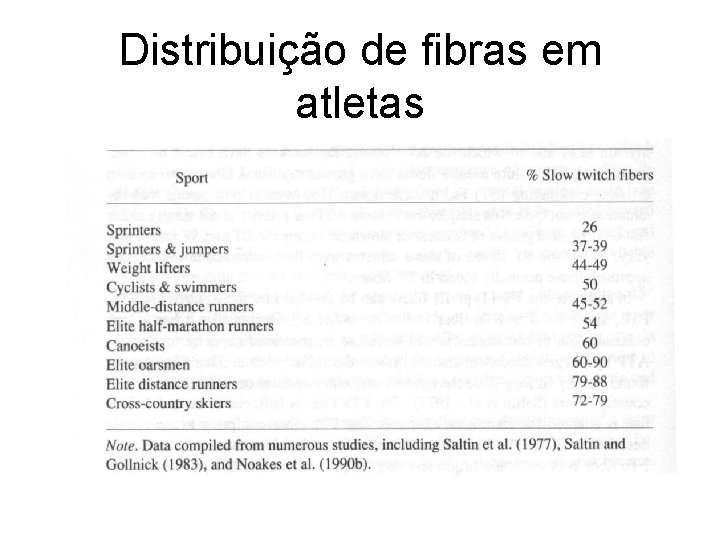 Distribuição de fibras em atletas 