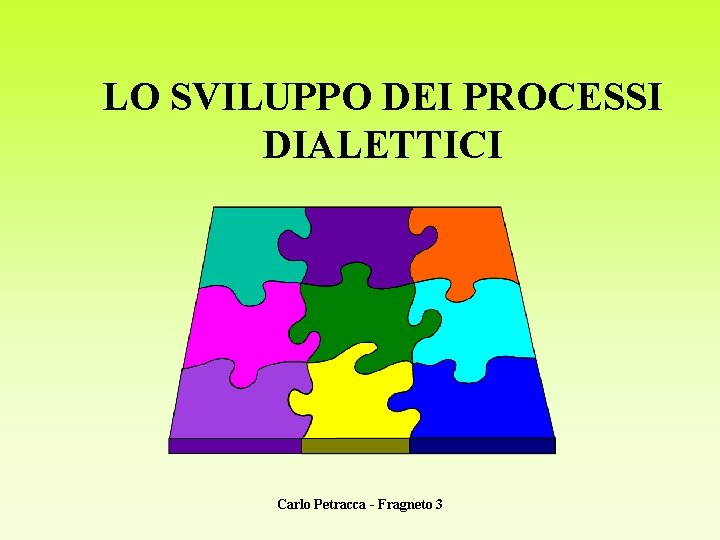 LO SVILUPPO DEI PROCESSI DIALETTICI Carlo Petracca - Fragneto 3 