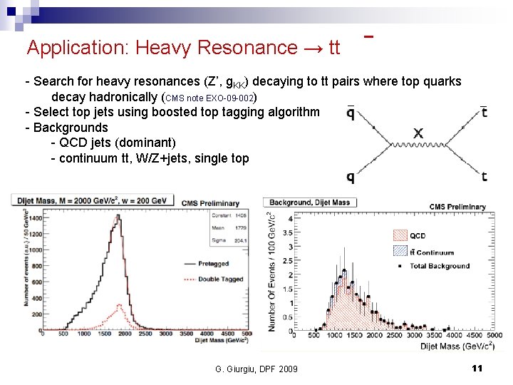 Application: Heavy Resonance → tt - Search for heavy resonances (Z’, g. KK) decaying