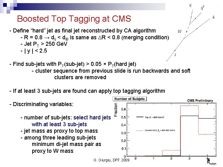 Boosted Top Tagging at CMS - Define “hard” jet as final jet reconstructed by