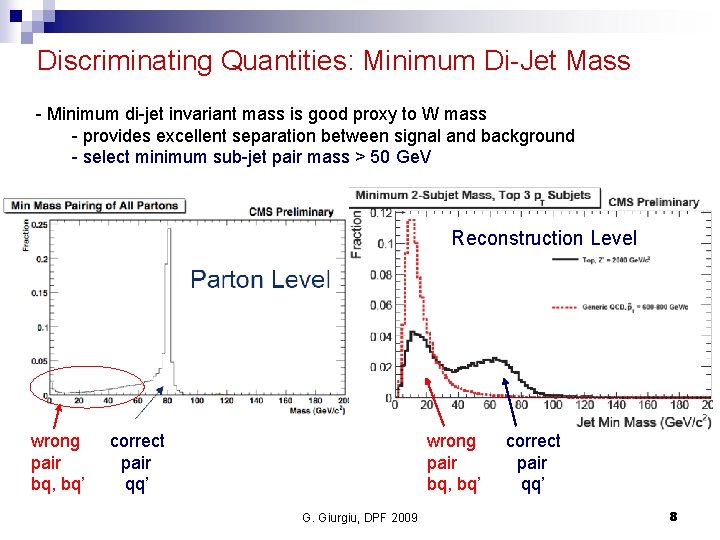 Discriminating Quantities: Minimum Di-Jet Mass - Minimum di-jet invariant mass is good proxy to