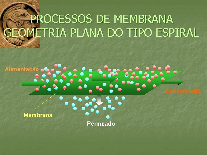 PROCESSOS DE MEMBRANA GEOMETRIA PLANA DO TIPO ESPIRAL Alimentação Concentrado Membrana Permeado 