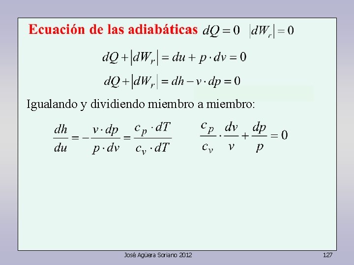 Igualando y dividiendo miembro a miembro: José Agüera Soriano 2012 127 