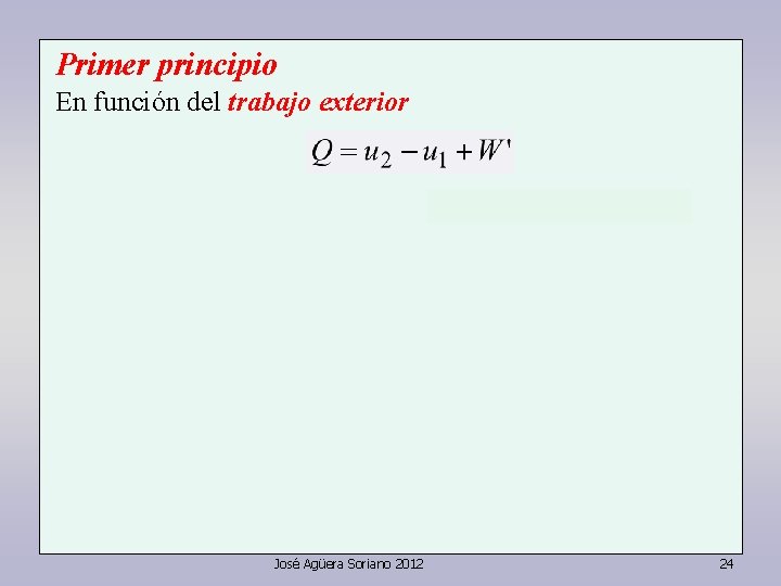 Primer principio En función del trabajo exterior José Agüera Soriano 2012 24 