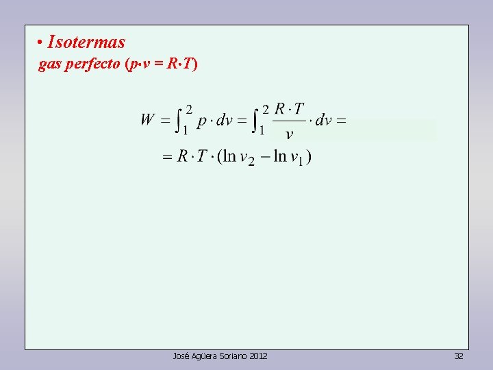  • Isotermas gas perfecto (p v = R T) José Agüera Soriano 2012