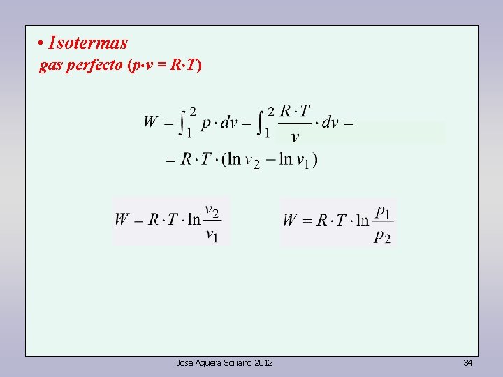  • Isotermas gas perfecto (p v = R T) José Agüera Soriano 2012