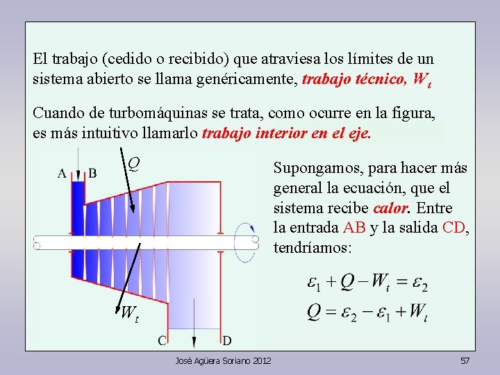 El trabajo (cedido o recibido) que atraviesa los límites de un sistema abierto se