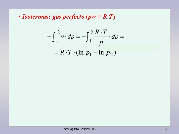  • Isotermas: gas perfecto (p v = R T) José Agüera Soriano 2012