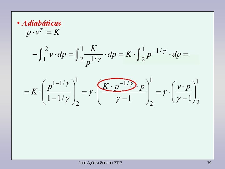  • Adiabáticas José Agüera Soriano 2012 74 