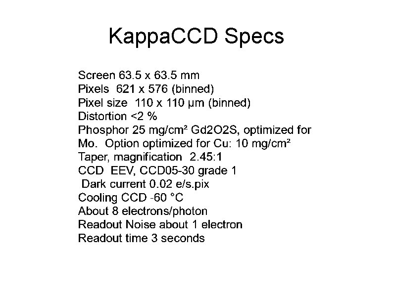 Kappa. CCD Specs 
