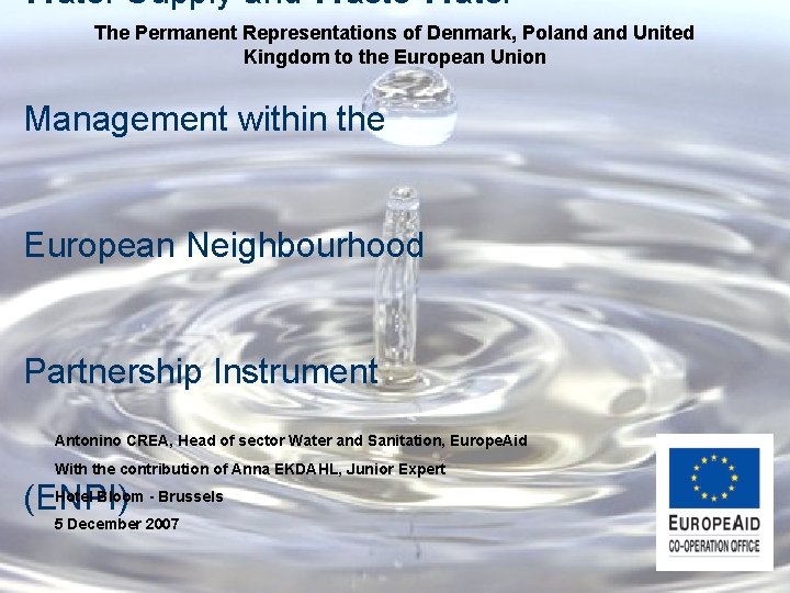 Water Supply and Waste Water The Permanent Representations of Denmark, Poland United Kingdom to