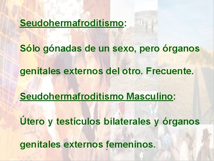 Seudohermafroditismo: Sólo gónadas de un sexo, pero órganos genitales externos del otro. Frecuente. Seudohermafroditismo Seudohermafroditismo: Sólo gónadas de un sexo, pero órganos genitales externos del otro. Frecuente. Seudohermafroditismo