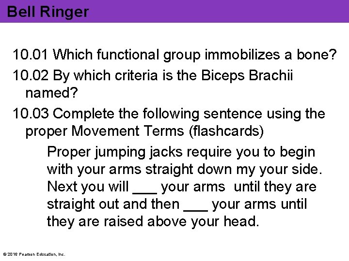Bell Ringer 10. 01 Which functional group immobilizes a bone? 10. 02 By which Bell Ringer 10. 01 Which functional group immobilizes a bone? 10. 02 By which
