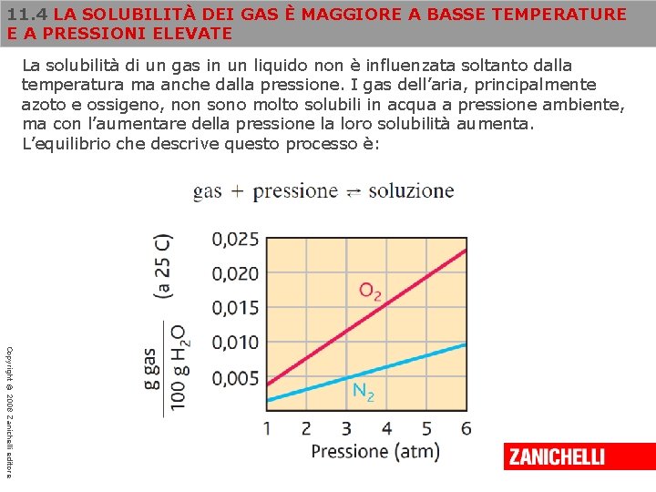 11. 4 LA SOLUBILITÀ DEI GAS È MAGGIORE A BASSE TEMPERATURE E A PRESSIONI