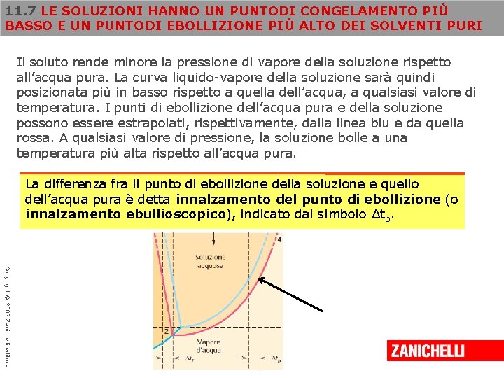 11. 7 LE SOLUZIONI HANNO UN PUNTODI CONGELAMENTO PIÙ BASSO E UN PUNTODI EBOLLIZIONE