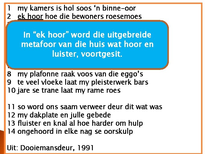 1 2 3 4 5 my kamers is hol soos ‘n binne-oor ek hoor