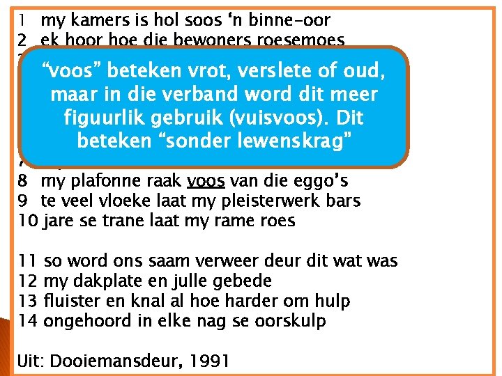 1 2 3 4 5 my kamers is hol soos ‘n binne-oor ek hoor