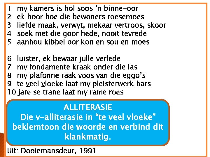 1 2 3 4 5 my kamers is hol soos ‘n binne-oor ek hoor