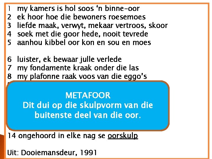 1 2 3 4 5 my kamers is hol soos ‘n binne-oor ek hoor