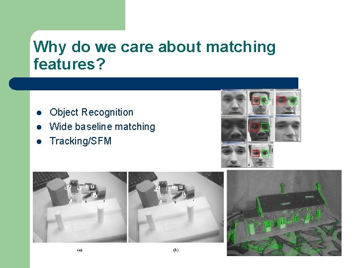 Why do we care about matching features? l l l Object Recognition Wide baseline