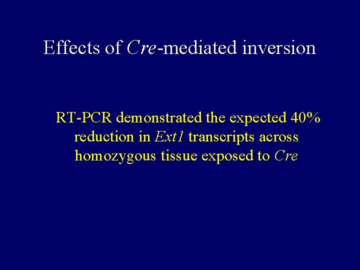 Effects of Cre-mediated inversion RT-PCR demonstrated the expected 40% reduction in Ext 1 transcripts