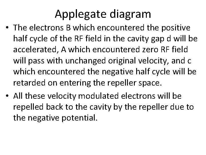 Applegate diagram • The electrons B which encountered the positive half cycle of the