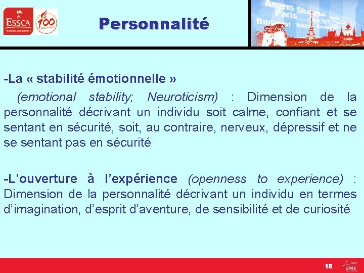 Personnalité -La « stabilité émotionnelle » (emotional stability; Neuroticism) : Dimension de la personnalité