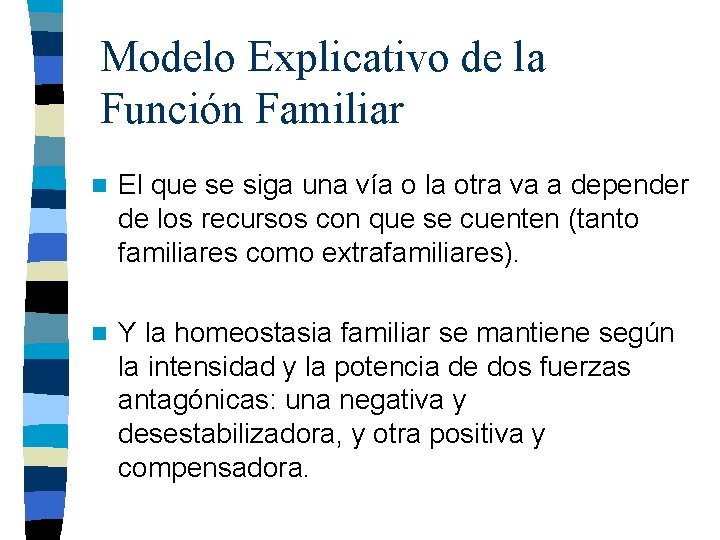 Modelo Explicativo de la Función Familiar n El que se siga una vía o