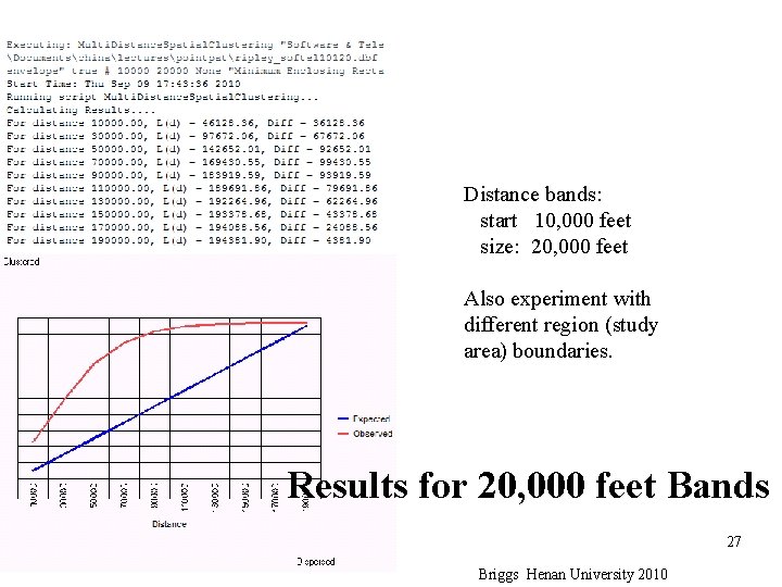 Distance bands: start 10, 000 feet size: 20, 000 feet Also experiment with different