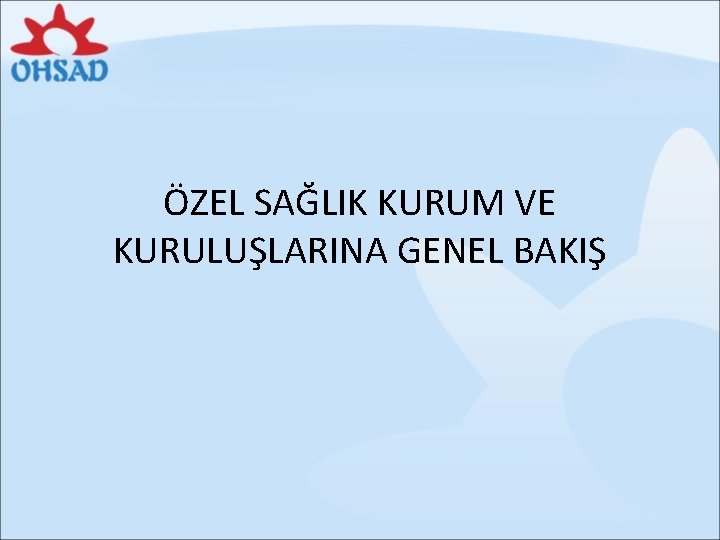 ÖZEL SAĞLIK KURUM VE KURULUŞLARINA GENEL BAKIŞ 