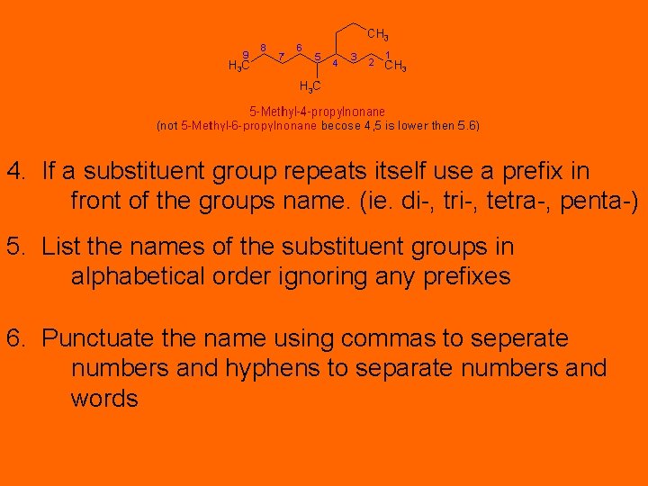 4. If a substituent group repeats itself use a prefix in front of the