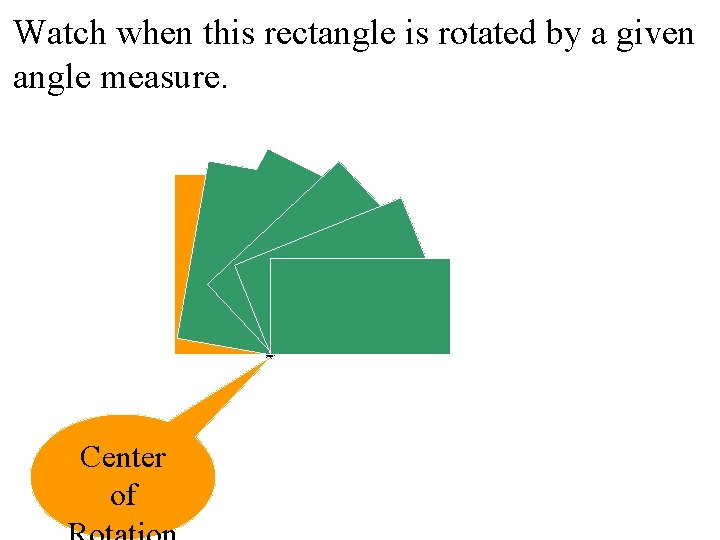 Watch when this rectangle is rotated by a given angle measure. Hi Center of